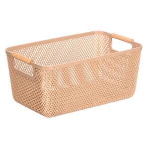 Καλάθι μπεζ πλαστικό/bamboo χερούλια 36X22cm 029.12869