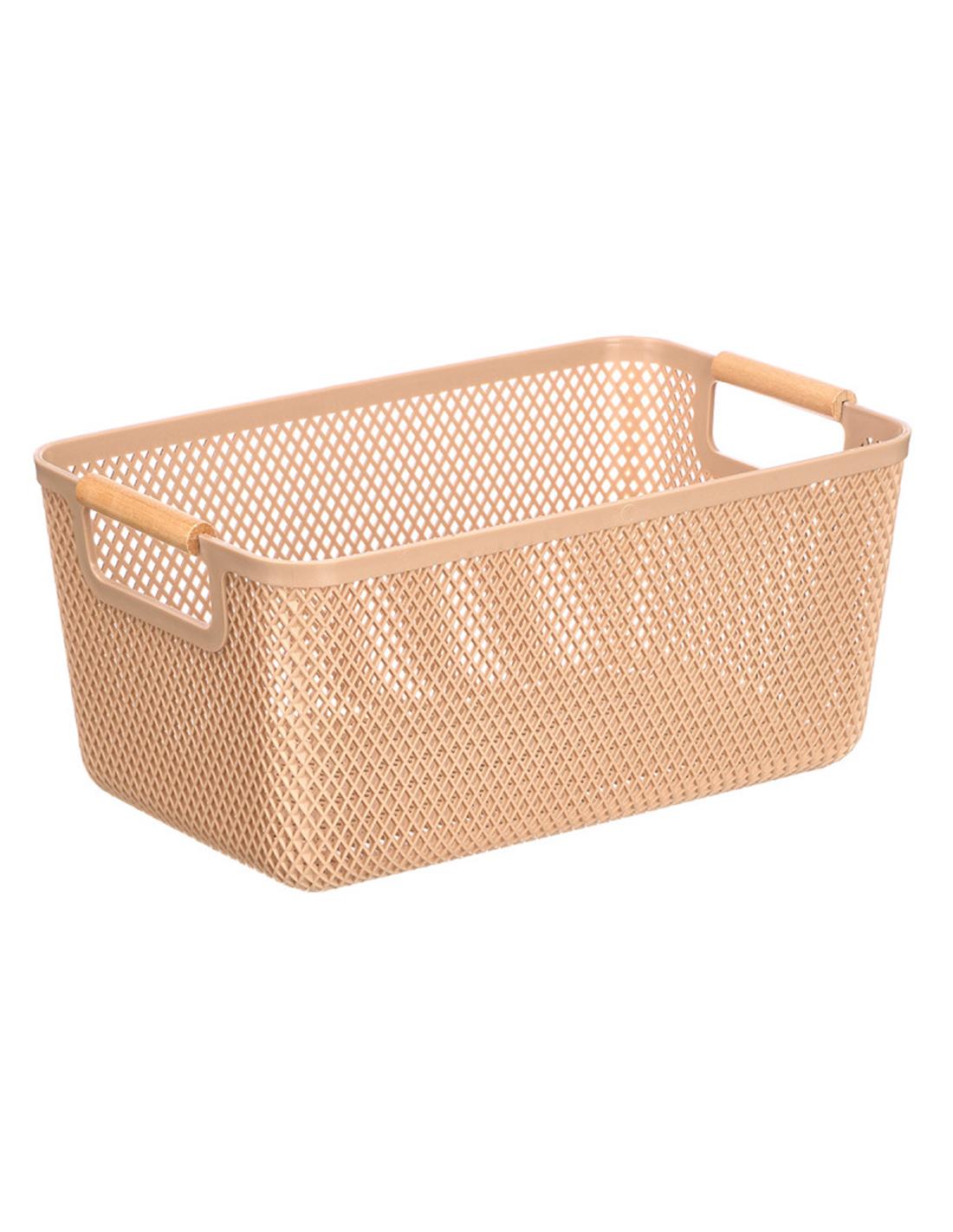 Καλάθι μπεζ πλαστικό/bamboo χερούλια 36X22cm 029.12869