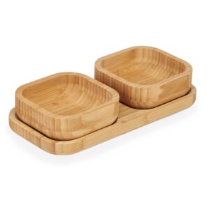 Μπωλ σερβιρίσματος bamboo σε βάση set3pcs 23x11x4