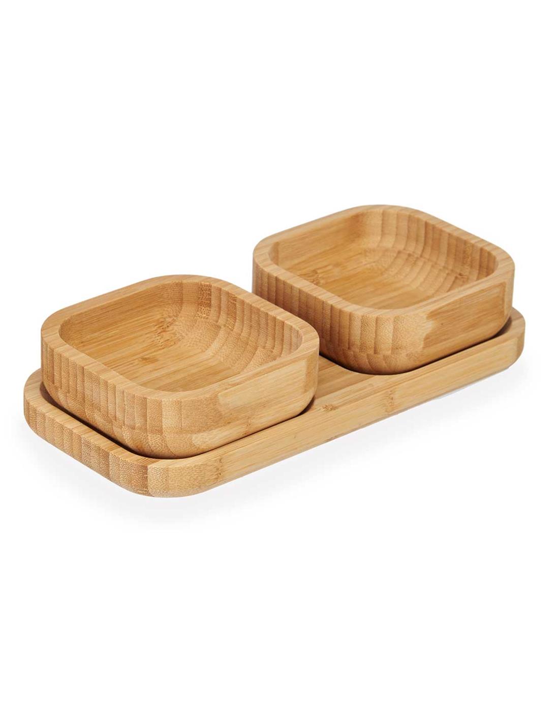 Μπωλ σερβιρίσματος bamboo σε βάση set3pcs 23x11x4