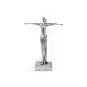 Ζευγάρι άγαλμα ασημί polyresin 25X7.5X35cm 014.OR2111