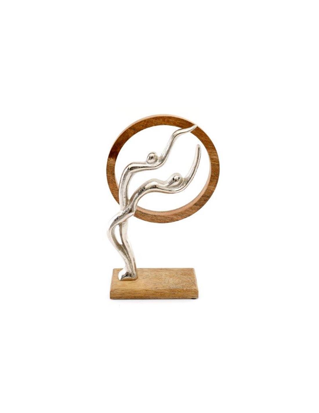 Ζευγάρι με στεφάνι /Αλουμίνιο/ξύλο mango 19 X 7.5 X31 cm 014.OR1673