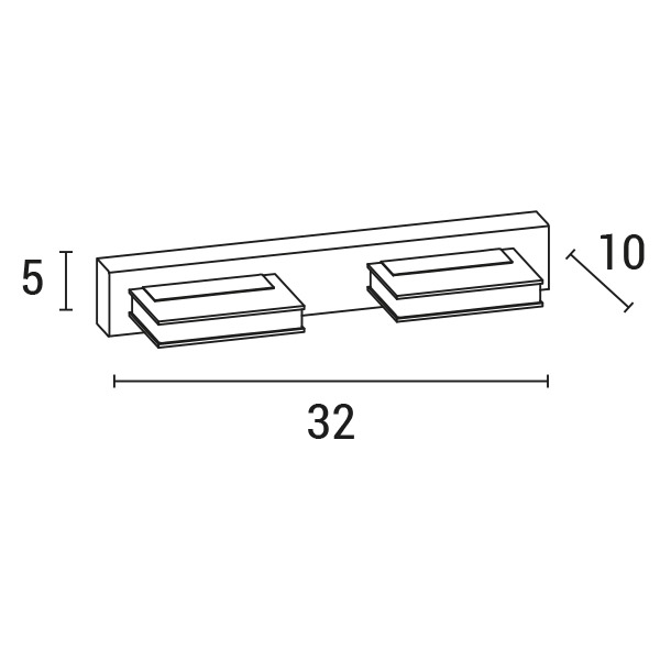 Απλικα τοιχου led 8w 4000κ τετραγωνη 2φ 320x50x100 νικελ Arte Illumina
