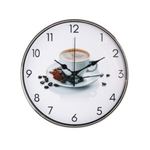 Αθόρυβο Ρολόι Τοίχου "Coffee Time" Ø30εκ. με ασημί Στεφάνι PL | LM-4811 - Box In Θεσσαλονίκη - 25ης Μαρτίου 111