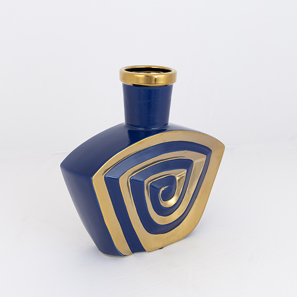 ΒΑΖΟ ΚΕΡΑΜΙΚΟ ΜΠΛΕ - ΧΡΥΣΟ 23.2x6.8x23.5cm