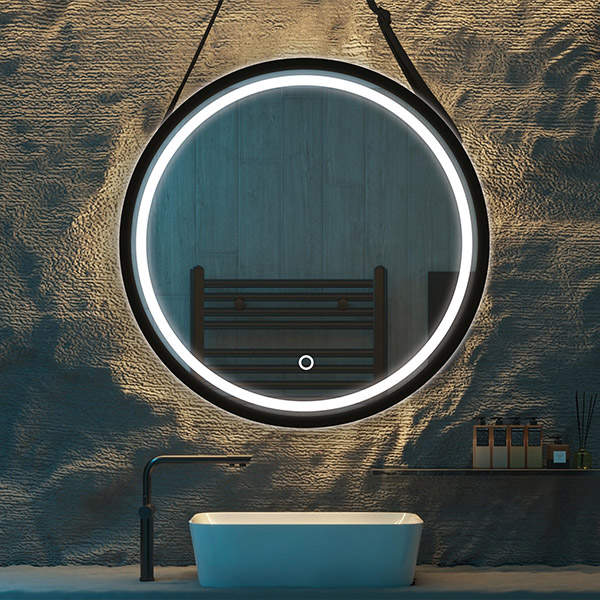 Καθρεπτης στρογγυλος touch led με μαυρο στηριγμα led 20w 1680lm 3cct (3500-4000-6500k) φ600mm μαυρος Arte Illumina miro