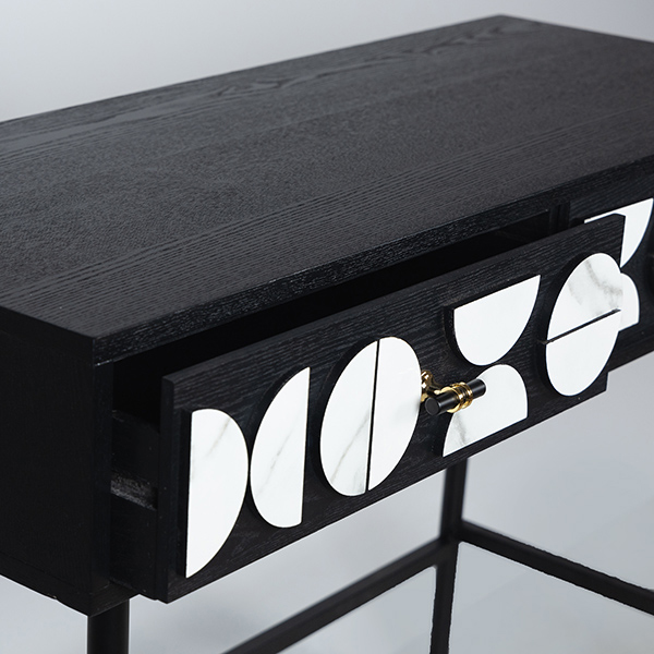 ΚΟΝΣΟΛΑ ΞΥΛΙΝΗ ΜΑΥΡΗ - ΛΕΥΚΗ 100x40x77cm
