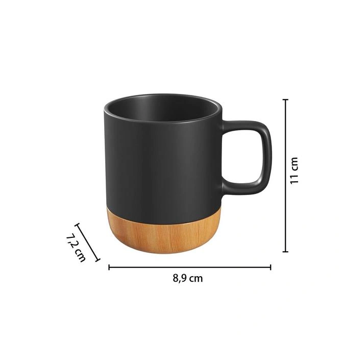 Κούπα Καφέ Κεραμική Μαύρη Ματ με Βάση Bamboo 43cl | 07.176952 - Box In Θεσσαλονίκη - 25ης Μαρτίου 111
