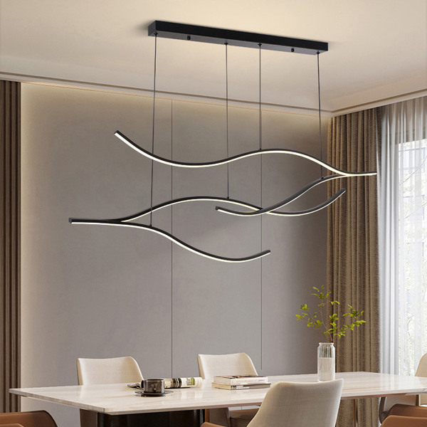 Φωτιστικο κρεμαστο αλουμινιo-σιλικονη led 30w 2260lm 3000k 30x1200x1450mm μαυρο Arte Illumina waves