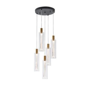 Φωτιστικο κρεμαστο γυαλι 5φωτο led 38w 4400lm 3000k φ350x1930mm διαφανες Arte Illumina vial