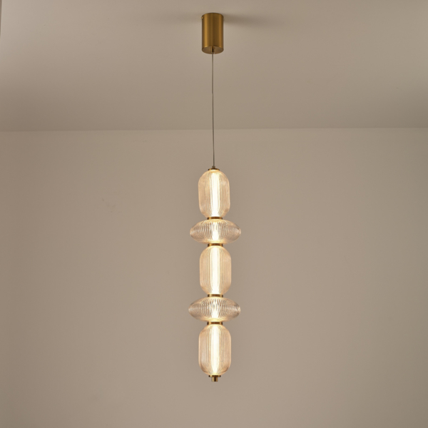 Φωτιστικο κρεμαστο γυαλι-μεταλλο led 24w 1900lm 3000k 250x860x1460mm triac dimming διαφανες Arte Illumina verena