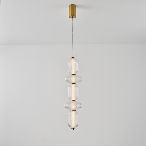 Φωτιστικο κρεμαστο γυαλι-μεταλλο led 24w 1900lm 3000k 250x860x1460mm triac dimming διαφανες Arte Illumina verena