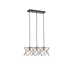 Φωτιστικο κρεμαστο μεταλλο 3φωτο 3xe27 max 15w 517x175x1240mm μαυρο Arte Illumina brawck