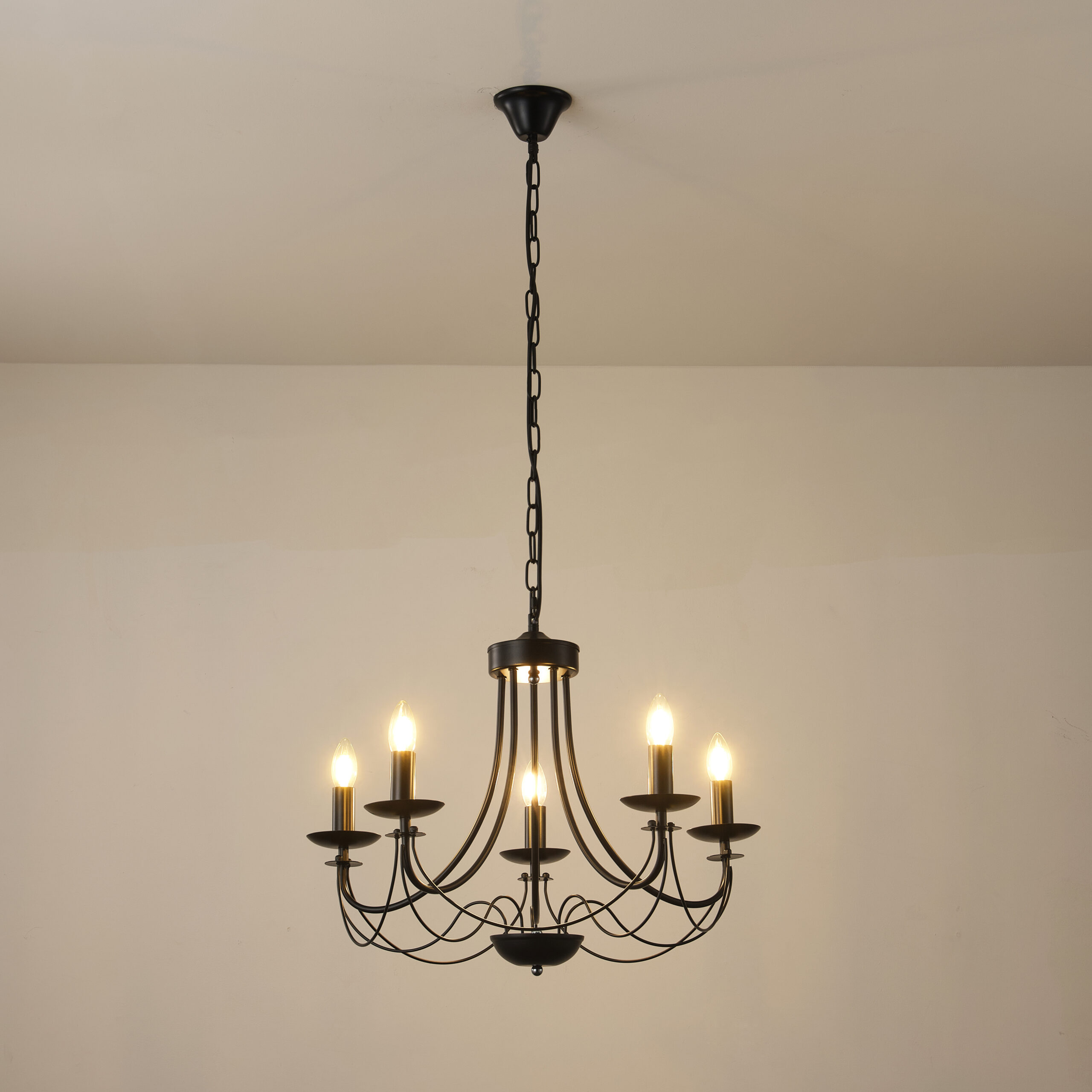 Φωτιστικο κρεμαστο μεταλλο 5φωτο 5xe14 μαχ 8w 600x940mm μαυρο Arte Illumina vault