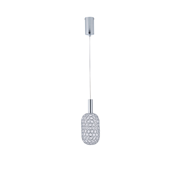 Φωτιστικο κρεμαστο μεταλλο μονοφωτο led 6.3w 648lm 3000k φ130x1588mm ασημι Arte Illumina perforato