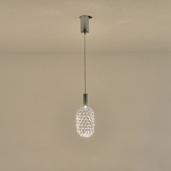 Φωτιστικο κρεμαστο μεταλλο μονοφωτο led 6.3w 648lm 3000k φ130x1588mm ασημι Arte Illumina perforato