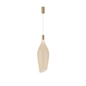 Φωτιστικο κρεμαστο μεταλλο μονοφωτο led 7.6w 780lm 3000k φ200x1960mm χρυσο Arte Illumina perforato
