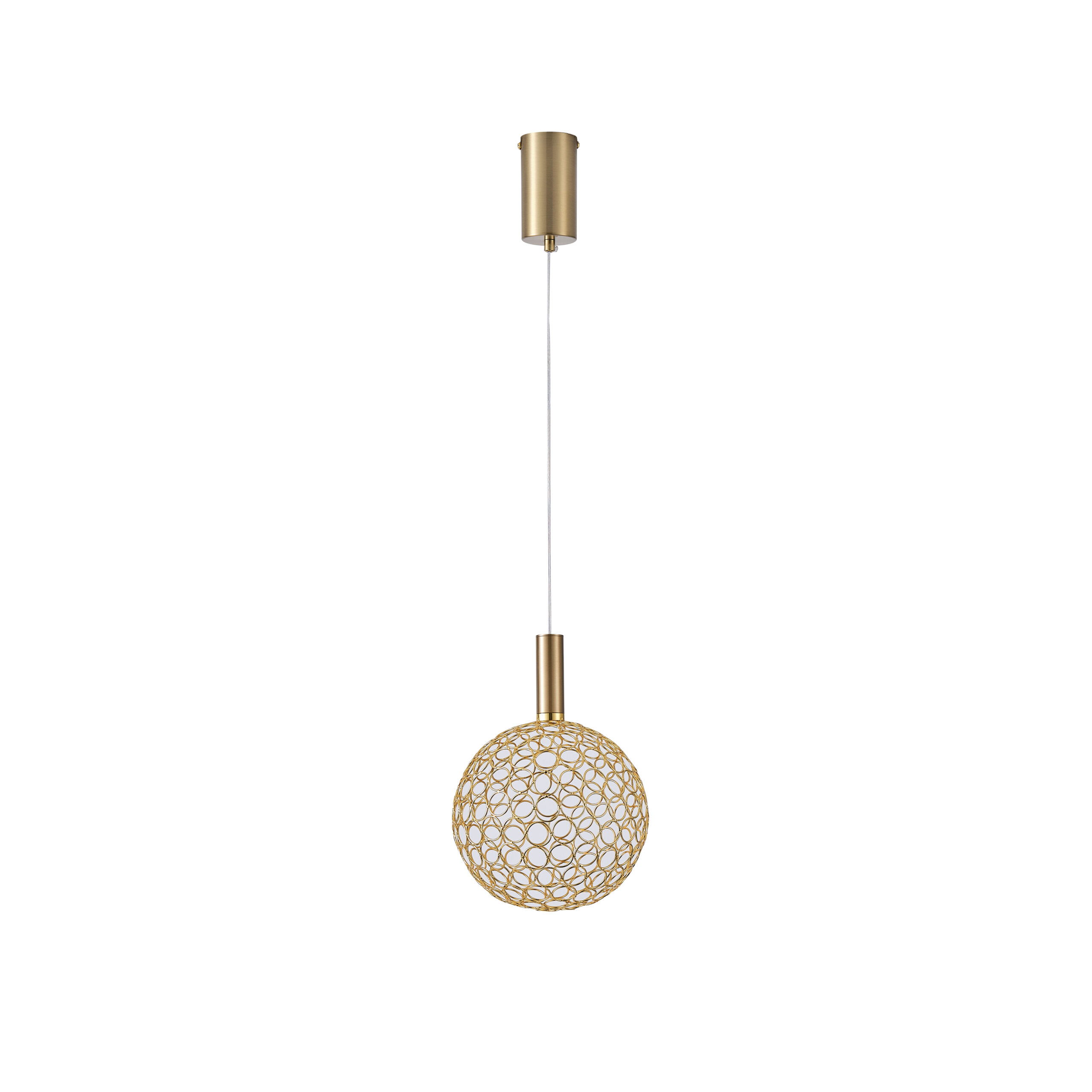 Φωτιστικο κρεμαστο μεταλλο στρογγυλο μονοφωτο led 6.3w 648lm 3000k φ200x1388mm χρυσο Arte Illumina perforato