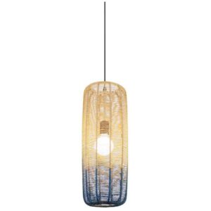 Φωτιστικο κρεμαστο μονοφωτο ε27 d220xh520 rattan λευκο γαλαζιο Arte Illumina kai