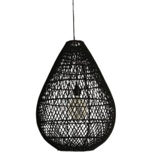Φωτιστικο κρεμαστο μονοφωτο ε27 max 60w 370x500mm rattan  μαυρο Arte Illumina kai