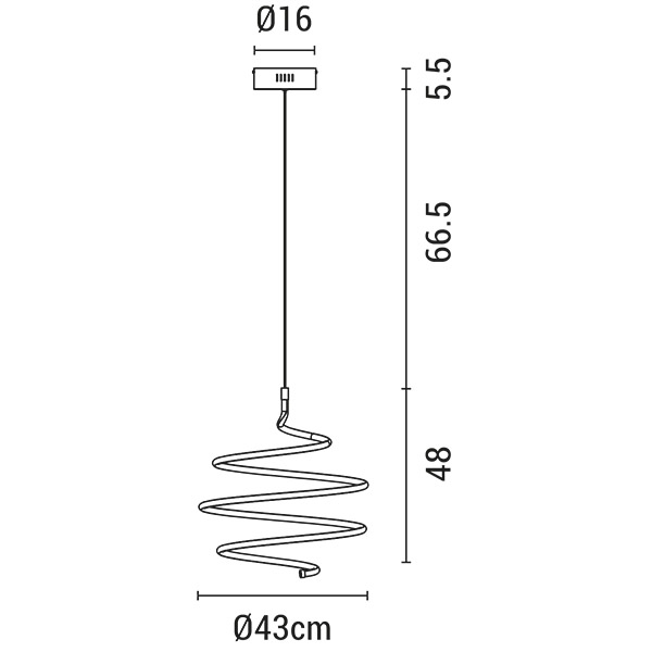 Φωτιστικο κρεμαστο στρογγυλο led 60w 2000lm 3000k φ430x1200 λευκο Arte Illumina saturn
