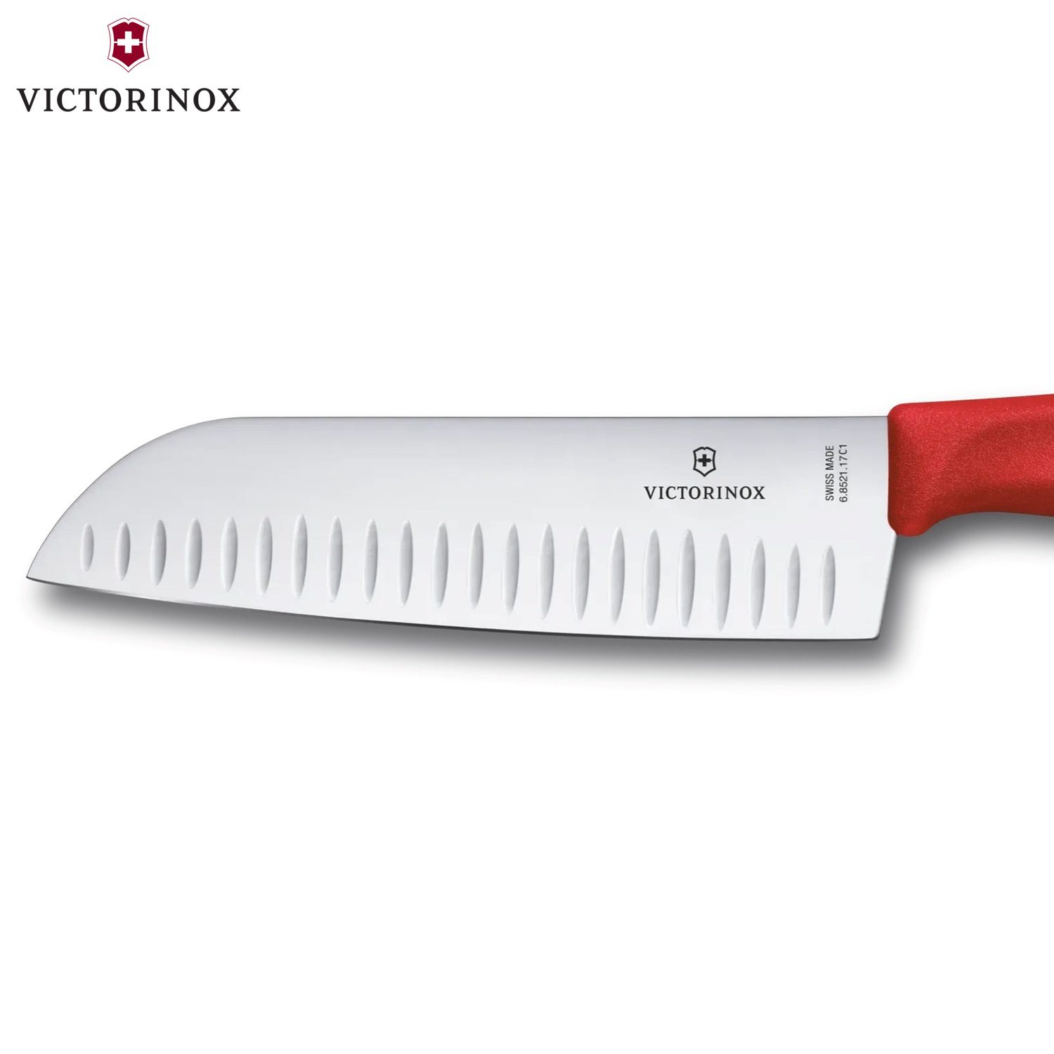 VICTORINOX SWISS CLASSIC ΜΑΧΑΙΡΙ SANTOKU ΑΥΛΑΚΩΤΟ 17εκ. ΚΟΚΚΙΝΗ ΛΑΒΗ – 6.8521.17C1Β-Box in Thessaloniki