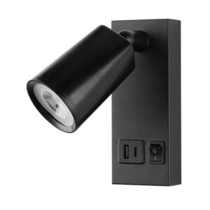 Απλικα κρεβατιου αναγνωσης με usb type c μεταλλο-πλαστικο led 5w 450lm 3000k 155x63x150mm μαυρη Arte Illumina c-lux