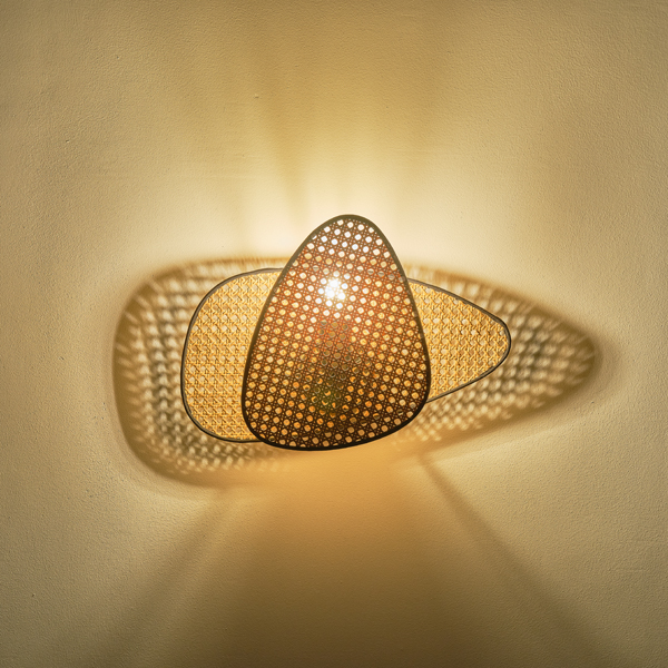 Απλικα τοιχου ρατταν 1xe27 max 15w 430x300mm καφε-μαυρο Arte Illumina kai