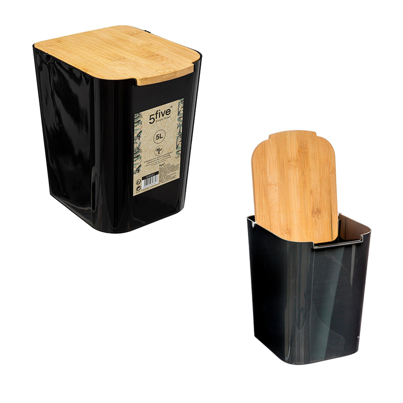 Κάδος αποριμ/των 5lt μαύρο με bamboo καπάκι - Box In Θεσσαλονίκη - 25ης Μαρτίου 111
