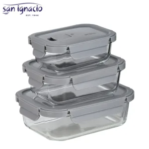 SAN IGNACIO LUNA ΣΕΤ 3 ΔΟΧΕΙΑ ΜΕ ΚΑΠΑΚΙ 370ML+640ML+1040ML ΠΥΡΑΝΤΟΧΟ  ΓΥΑΛΙ -40° +240° C-Box in Thessaloniki