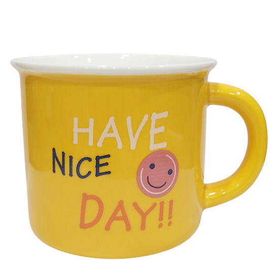 Κεραμική κούπα "Have a Nice Day" σε κίτρινο χρώμα 400ml 12
