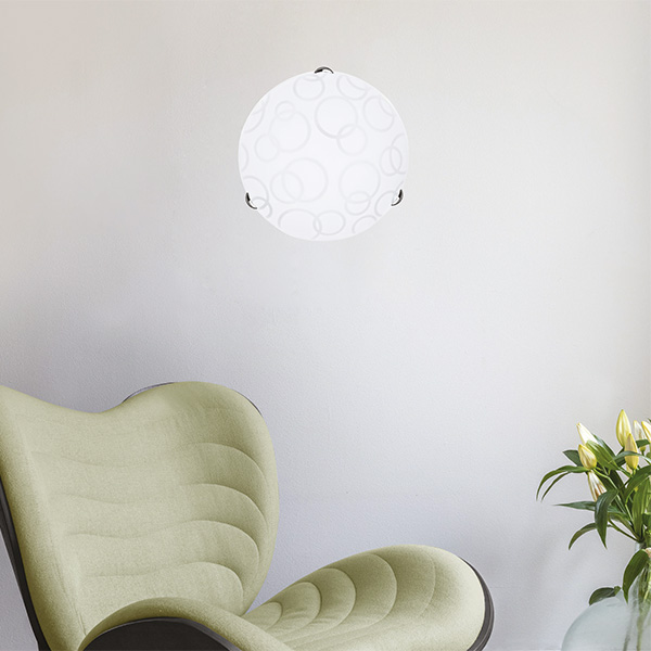 Πλαφονιερα τοιχου γυαλι 2xe27 max 15w φ400x90mm λευκο-ασημι Arte Illumina leia