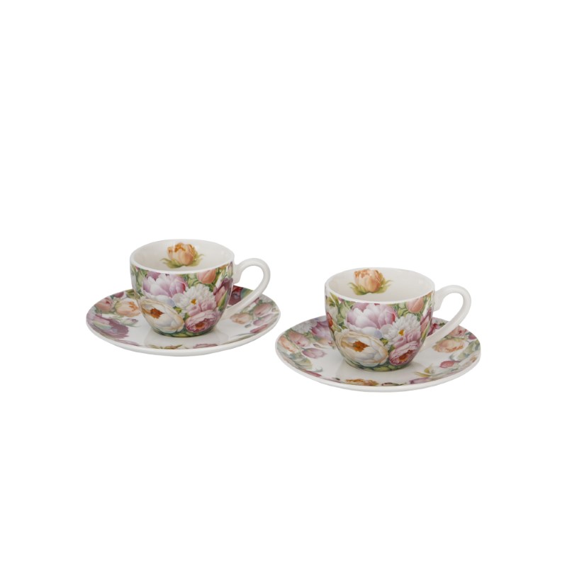 Duo Σετ 2 Φλιτζάνια Espresso 110ml "Peonies" με Πιατάκια | 070.969891 – Peony Floral Espresso Set - Box In Θεσσαλονίκη - 25ης Μαρτίου 111