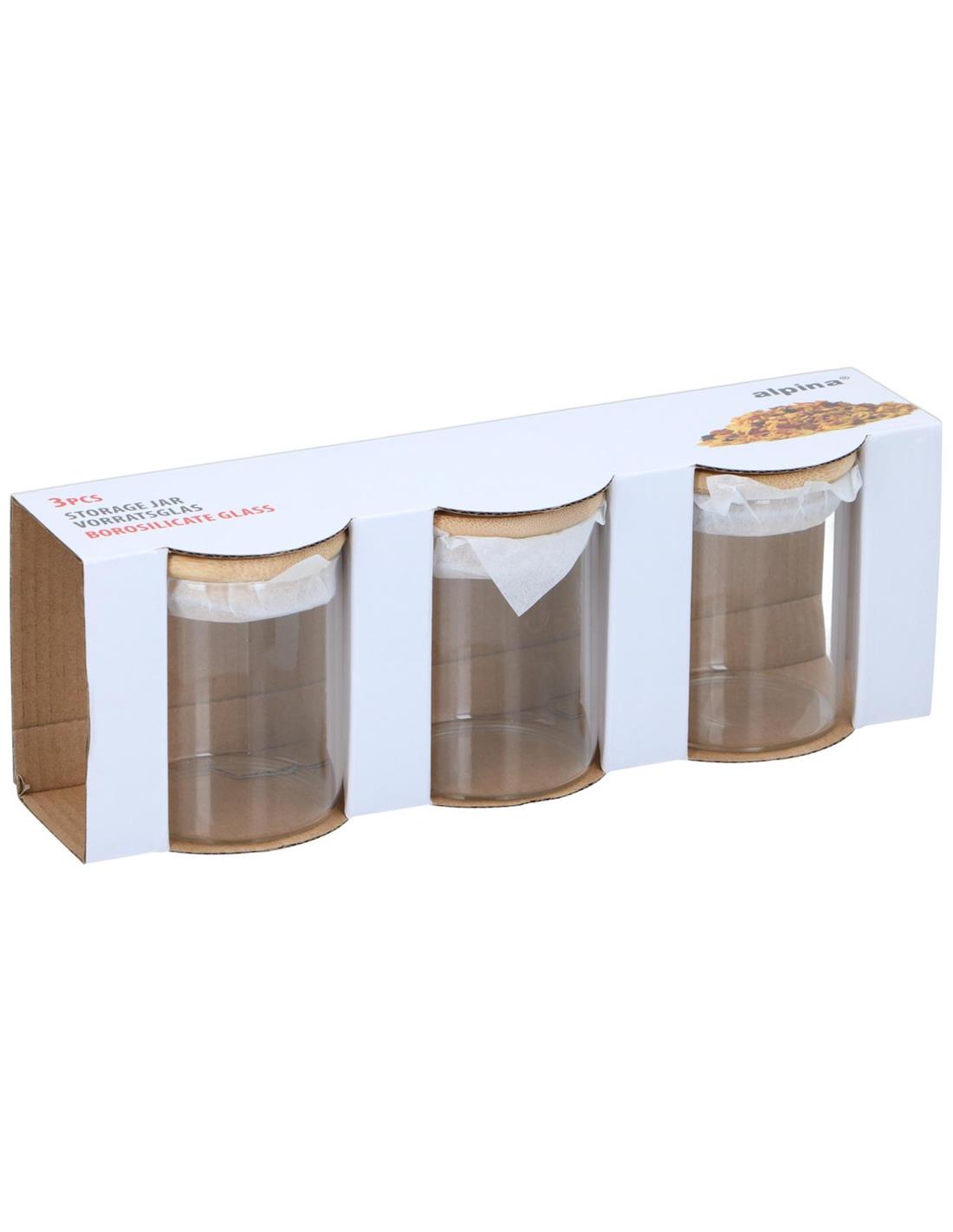 Βάζα αποθήκευσης γυάλινα κυλινδρικά σετ 3pcs/9