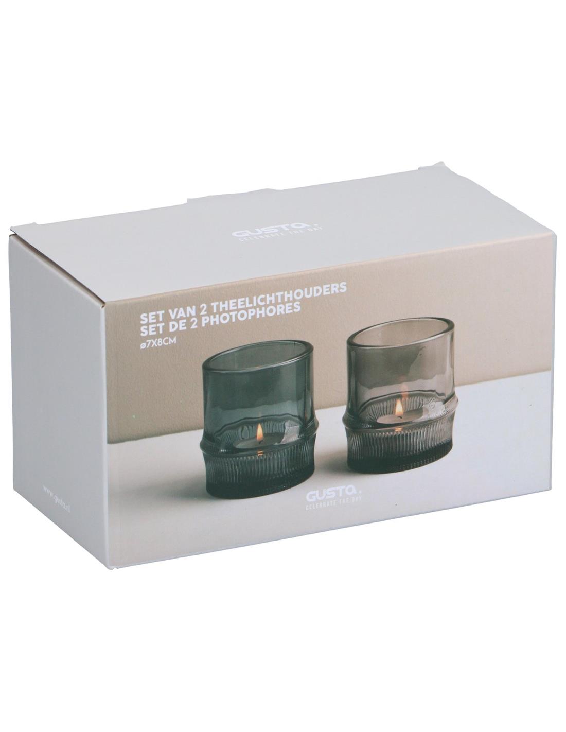 Κηροπήγια γυάλινα set2 16 x 8 cm 03.39758