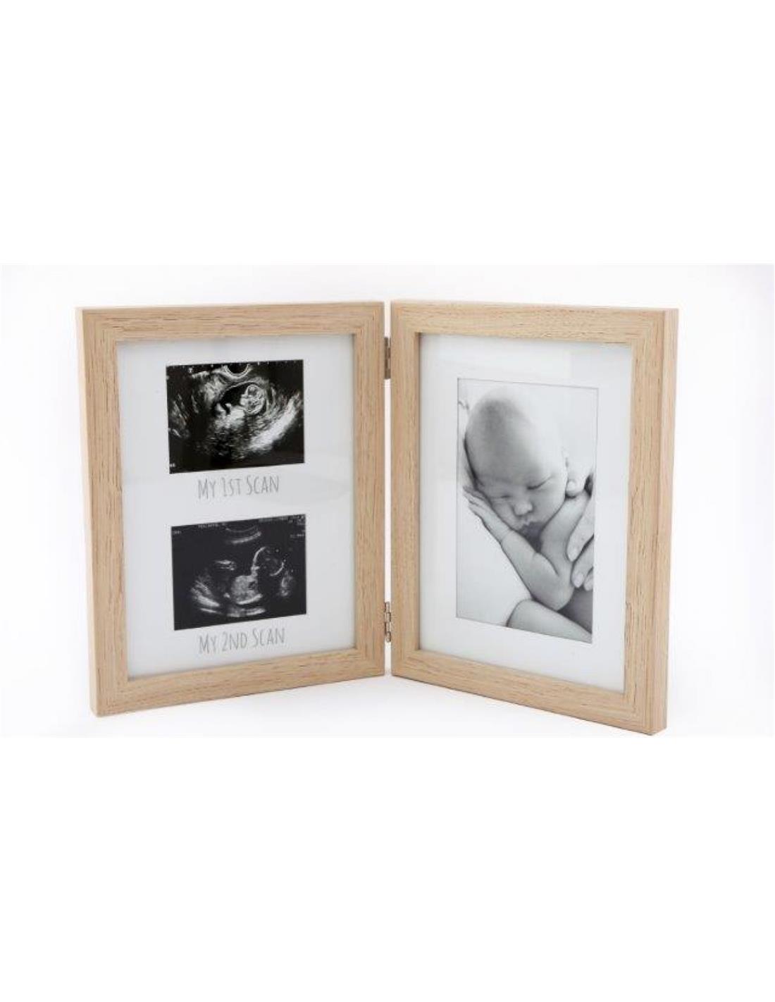 Κορνίζα "SCAN/NEWBORN"ξύλινη διπλή 35x22
