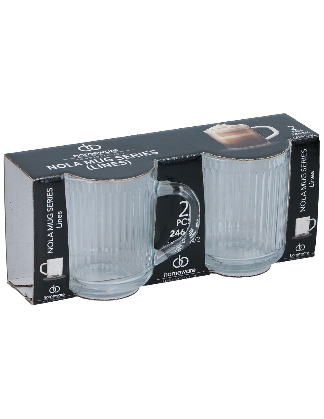 Κούπα γυάλινη διάφανη set 2pcs/246ml/22 x 14 x 9