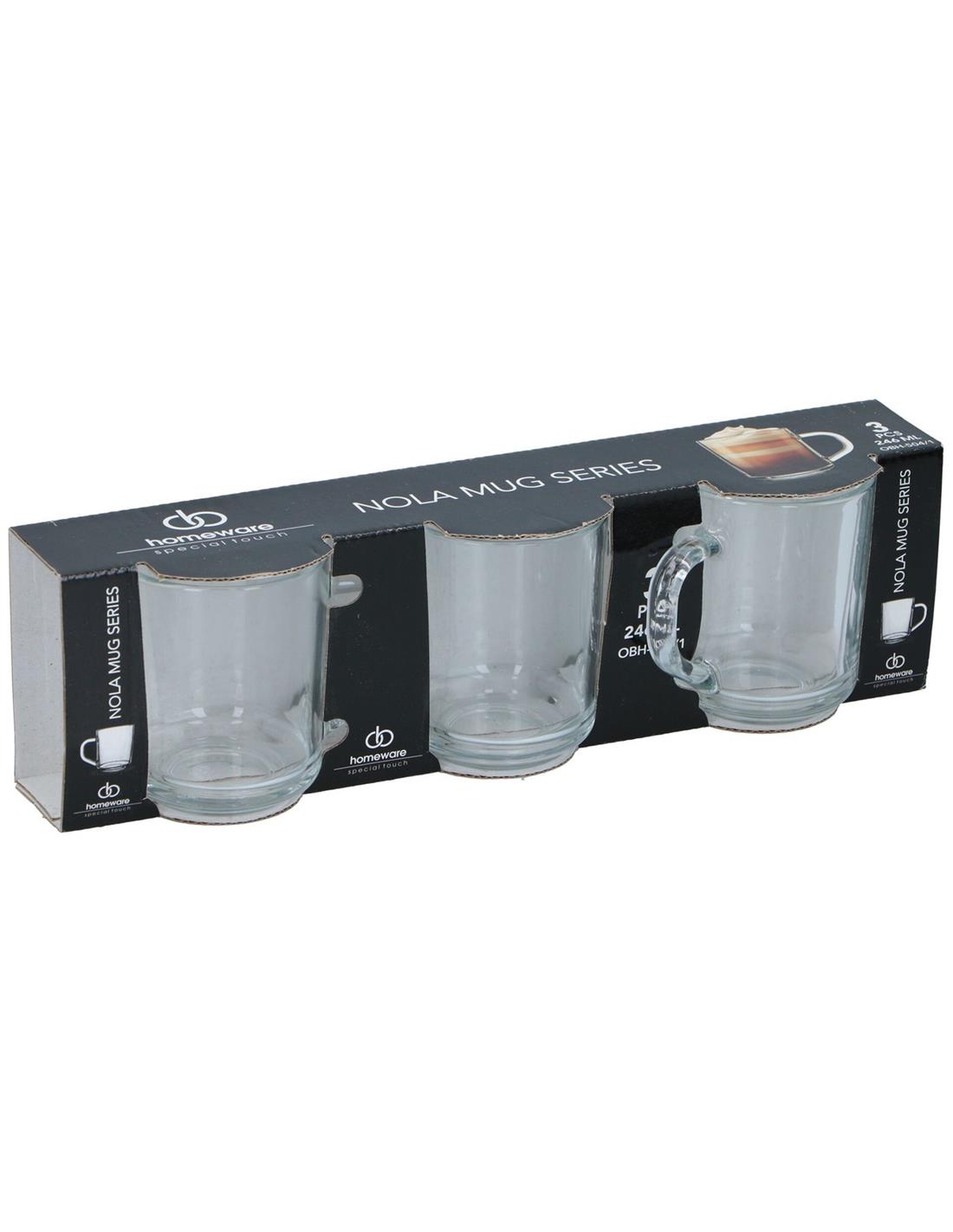 Κούπα γυάλινη διάφανη set 3pcs/246ml/22 x 14 x 9
