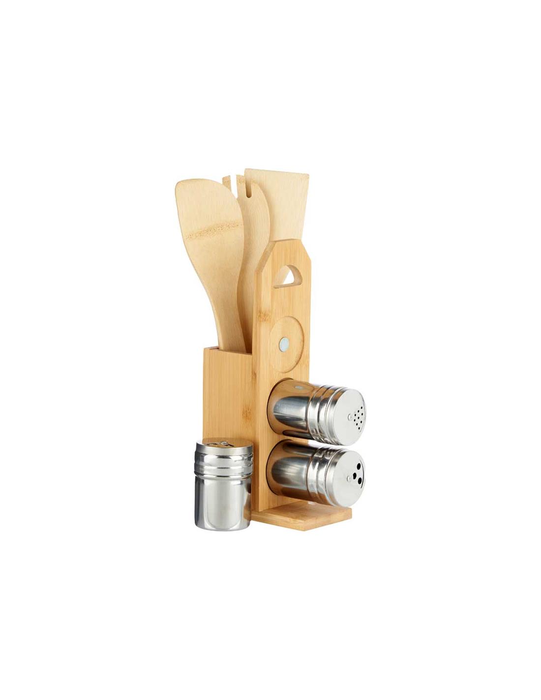 Θήκη bamboo μαγνητ.κουτάλες&βάζα μπαχαρικών σετ7pcs 15x7