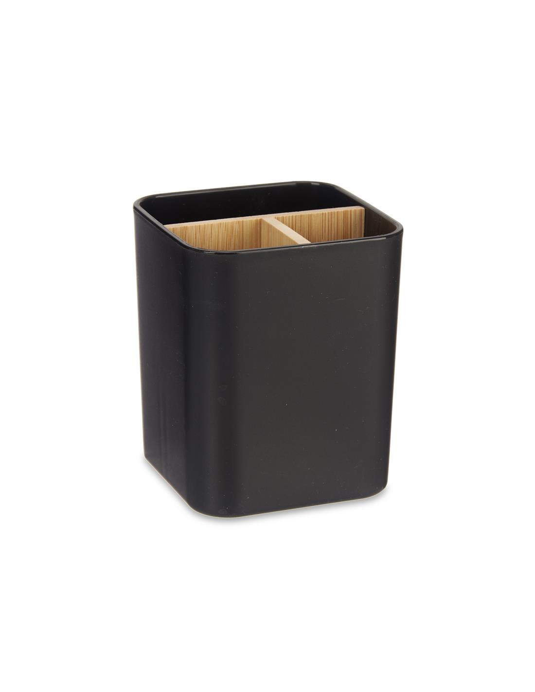 Θήκη κουζίνας μαύρη/bamboo χωρίσματα 9 x 9 x 11 cm 029.89417