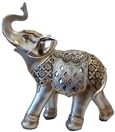 Διακοσμητικός Ελέφαντας ασημένιος απο polyresin με ανάγλυφα διακοσμητικά χρυσά-μαύρα σχέδια 15x17cm 17091F - Box In Θεσσαλονίκη - 25ης Μαρτίου 111