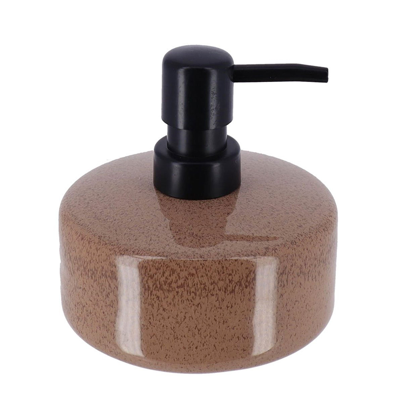 Κεραμικό Dispenser μπάνιου "Caramel" μάυρη μεταλλική αντλία 400ml 11Χ13