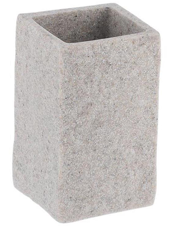 Ποτήρι Μπάνιου Polyresin Τετράγωνο Stone Γκρι | Μοντέρνο Αξεσουάρ Μπάνιου | 06.61120180 - Box In Θεσσαλονίκη - 25ης Μαρτίου 111