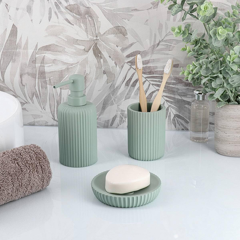 Ποτηροθήκη Μπάνιου Stripes Verde Eucalyptus Φ7x9.5cm | Κομψό Αξεσουάρ Μπάνιου | 06.61103146 - Box In Θεσσαλονίκη - 25ης Μαρτίου 111