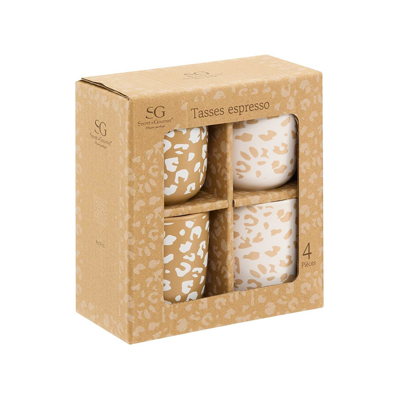 Σετ 4 Κούπες Espresso "Leopard" Stoneware 6x6.5cm | 07.207154 – Exotic Animal Print Coffee Set - Box In Θεσσαλονίκη - 25ης Μαρτίου 111