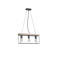 Φωτιστικο κρεμαστο ξυλo-μεταλλo 3φωτο 3xε27 max 15w 480x125x1230mm μαυρο-καφε Arte Illumina multipla