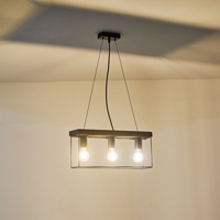 Φωτιστικο κρεμαστο ξυλo-μεταλλo 3φωτο 3xε27 max 15w 480x125x1230mm μαυρο-καφε Arte Illumina multipla