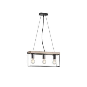 Φωτιστικο κρεμαστο ξυλo-μεταλλo 3φωτο 3xε27 max 15w 480x125x1230mm μαυρο-καφε Arte Illumina multipla