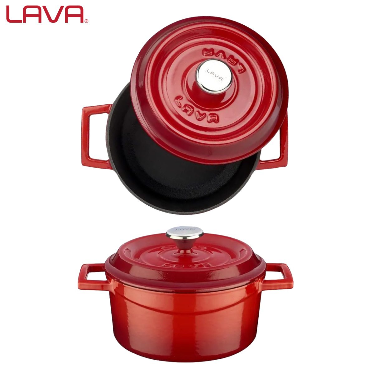 LAVA ΚΑΤΣΑΡΟΛΑΚΙ ΜΑΝΤΕΜΙ ΣΤΡΟΓΓΥΛΟ Ø12×5.5cm – 530ml ΚΟΚΚΙΝΟ-Box in Thessaloniki