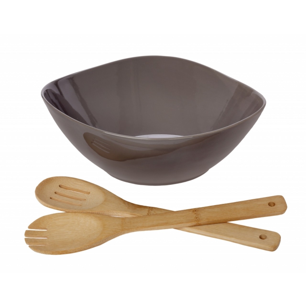 Cryspo Trio Bamboo Σαλατιέρα με Κουτάλες από Πορσελάνη Beige Grey 29x11.5x11cm | Σετ 3τμχ | 26.000.933 - Box In Θεσσαλονίκη - 25ης Μαρτίου 111